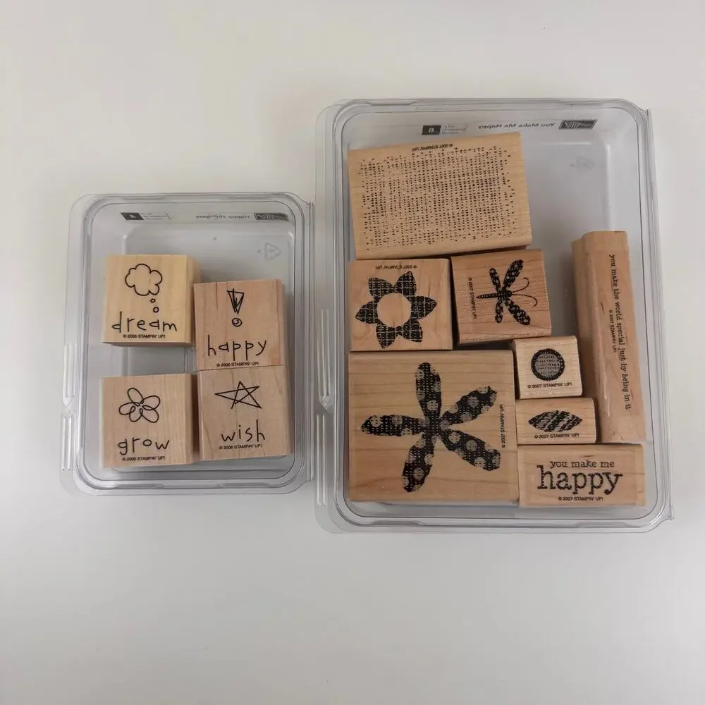 Lot Of Rubber Wooden Stamp Stampin Up Clean Hearts Stars Birthday Lots of Pics
